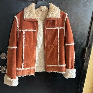 Wilsons Leather Women's Teddy Jacket - Rust and Cream